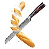 Brotmesser mit Wellenschliff, Küchenmesser aus Hochwertigem Edelstahl, Ultrascharf 20cm Klinge und Ergonomischer Griff, Bread Knife Brötchenmesser zum Schneiden von Brot, Kuchen und Gebäck