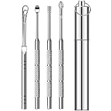 Ohrenschmalz Entfernungs Set,Ohrenschmalz Entferner Edelstahl,Tragbar Ohr Reinigung Set Ohrreiniger,Ohrreinigungswerkzeuge mit Aufbewahrungskiste,für Erwachsenen und Kindern (Silber)