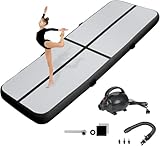 KIKILIVE 20CM Hoch Gymnastikmatte Tumbling Matte, 4M Aufblasbar Gymnastik Track Matte Air Turnmatte mit Luftpumpe Aufblasbare Sportmatte für Fitness/Outdoor/Yoga/Training usw