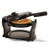BELLA Klassisches Rotierendes Belgisches Waffeleisen mit Antihaftplatten, Abnehmbarer Tropfschale, Einstellbarer Bräunungskontrolle und Cool-Touch-Griffen, Schwarz, 100 Watt