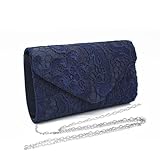 Fililogor Elegante Handtasche Abendtasche Clutch Clutch Damen Handtasche Umhängetasche mit Umschlag Spitze Abendtasche Party Ball Tasche, blau