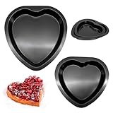 TULEBOLIAN 2 Stück Herzform Kuchenform Set,9 Zoll und 11 Zoll,Aluminium Herzform Mould,Mini-Kuchenform,Antihaft-Herz-Kuchenformen,für Haushalt Weihnachten Geburtstag Hochzeit,Schwarz
