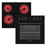 Telefunken ECH65A-B2 Einbauherd-Set | Elektro-Herd-Kochfeld-Kombination | Backofen mit Grill und Umluft | Rahmenloses Glaskeramik-Kochfeld mit 4 Zonen | 65 Liter | 60 cm | Edelstahl