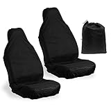 TSHAOUN 2 X Sitzschoner für Autositze Universal Autositzschoner Vordersitz, HIGH wasserdichte Autositzbezüge Set Schwarz, Hochleistungs-Nylon, Werkstatt-Schonbezug, Schonbezug Fahrersitz