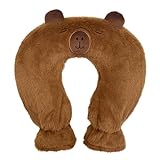 Nackenwärmflasche, 1L Wärmflasche Nacken, Wärmflasche für Nacken Schulter Rücken, Nackenkissen Bettflasche sorgt für Wärme Komfort Geschenk für Frauen Mutter Vater mit weichem Bezug (Brauner Bär)