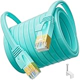 LAN Kabel 20 Meter, Netzwerkkabel Cat 7 20m Flach Wlan Kabel, Schirmung Internetkabel Hochgeschwindigkeits Patchkabel Gigabit 10000Mbit/s - 600MHz - FTP - 20 Clips Ethernet Kabel für Router Modem