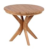 MR. DEKO Beistelltisch Garten Burton Teak Tisch | Garten Camping Terrasse Balkon | Massivholz Beistelltisch | Wetterfeste Outdoor Möbel | Stabiler Teakholz Tisch für Sommer | Kleiner Balkontisch