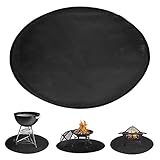 JasCherry Feuerschale Matte Feuerstelle Unterlage 3 Schicht Große Schwarz Runden Feuerstellenmatte Grillmatte Hitzebeständige Matte Schutzfür Grill, Gras, Terrasse Faltbar - Durchmesser 61CM #A