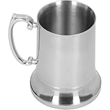 Smilbaley Moderner Bierbecher, Metallbecher Zum Trinken, Bierkrug aus Metall, Edelstahl Im Humpen-Stil, Langlebiger, mit Traditionellem Standardgriff für Tee Milch Kaffee Bier Cocktail (560ml)