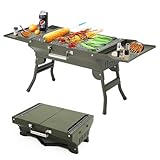 Barbecue-Grill tragbarer Grill Holzkohlegrill zusammenklappbarer Grill Outdoor-Grill Karbongrill Kabob-Grills Werkzeuge zum Grillen Kochen Camping Wandern Picknicks Tailgating Rucksackreisen