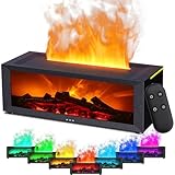 Holwim Aroma Diffuser mit LED Kamin, Duftöl Diffusor für Ätherische Öle mit 7-Farben-Licht Flammeneffekt, 150ml Luftbefeuchter mit Fernbedienung, 4 Timer, Wasserlose Abschaltautomatik (Schwarz)