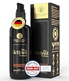 BIO Retinol Serum hochdosiert 100ml • Retinol 5-Fach-Komplex +Hyaluron +Vitamin C ✓ Vegan & BIO ✓ hochwirksam verkapseltes Retinol für strahlende & reine Haut ohne Pickel ✓ Anti Aging Made in Germany