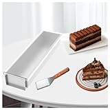 YSMSMZJK Backrahmen Rechteckig Verstellbar, Mit Acryldeckel und Tortenschaufel Rechteckige Tiramisu-Kuchenform, Tiramisu Form Mit Deckel für Mousses, Dessertcreme, Kuchen,11inLx3.93inWx2.3inH