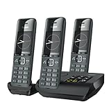 Gigaset Comfort 520A Trio - 3 Schnurlose DECT-Telefone mit Anrufbeantworter- Elegantes Design - Freisprechfunktion - Anrufschutz - Adressbuch mit 200 Kontakten, titan-schwarz [Deutsche Version]