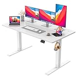 JUMMICO HöHenverstellbarer Schreibtisch Standing Desk Elektrischer Schreibtisch Höhenverstellbar mit Memory-Funktion 140 x 60 cm,Weiß