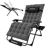 UDPATIO Sonnenliege Liegestuhl Klappbar Mit Getränkehalter Gartenliege Mit Auflage Polster, 78cm Extra Breiter Gartenstuhl, Verstellbar Rückenlehne mit Kissen-Unterstützung Anthrazit