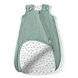 lulumoon Baby Schlafsack für 3-9 Monate: Musselin Schlafsack Baby für Jungen und Mädchen - Baumwolle Babyschlafsack für 70cm Ganzjahres Kinderzimmer