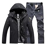 Skianzug Herren 2 Teilig Set, Skijacke Mit Hose Herren Skibekleidung Zweiteilig Skianzüge Snowboard Herrenjacke Thermo Outdoorhose Männer Skilanglaufhose Winddicht Regenjacke Große Größen Winteranzug