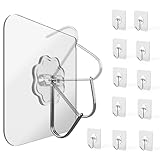 Menz Haken selbstklebend, 12 Stück transparent Klebehaken extra stark, outdoor wetterfest, Wandhaken selbstklebend, Decke & Wand drehbar, Mehrzweck für Küche, Bad, Deko