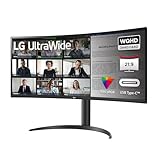 LG UltraWide 21:9 Curved QHD Monitor 34WR55QC-B - 34 Zoll, HDR10, PBP-Modus, OnScreen Control, AMD FreeSync, 100Hz, USB-C, Höhenverstellung (110mm) - Schwarz