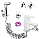 Hand-Bidet-Sprühgerät, Doppelfunktions-Düse, Edelstahl, Baby-Tuchwindel-Sprüh-Set, 1,5 m Brauseschlauch und Armatur, WC-Bidet-Sprüher zum Waschen von Haaren oder Waschbecken