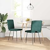XHNIFBN Esszimmerstühle 2er Set dunkelgrün Samt 45x54x83 cm mit Holz-Metall-Gestell, Bequeme Schaumstoffpolsterung, modernes Design für Esszimmer, Küche und Wohnzimmer