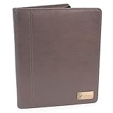 Catwalk Collection Handbags - Damen A5 Leder Notizbuchtasche - Schreibmappe mit Reißverschluss - Passend für Tablet und Notizbuch - Angela - Grau