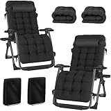 Liegestuhl Klappbar Sonnenliege mit Abdeckung, Gartenliege Relaxliege für Mittagspause Belastbar 200kg Verstellbar RüCkenlehne Gartenstuhl Ergonomisch für Garten, Balkon (Schwarz + Schwarz, 83 cm)