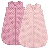 Unnivoll Schlafsack Baby 1.5 Tog Babyschlafsack 6-12 Monate 2er Pack Schlafsack Winter Herbst 78 cm für Jungen Mädchen Neugeborene Rosa