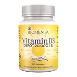 BIOMENTA Vitamin D3 – 120 Vit. D Tabletten hochdosiert - 20.000 IU/St. aus Cholecalciferol - vegetarisch - Premiumqualität