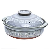 Auflaufform, Keramik-Hot Pot, runder Steingut-Tontopf mit Deckel, wärmeisolierter Hot Pot, Tontopf mit Doppelgriff, Kochgeschirr for Eintopfsuppe, Blauweiß (24,5 cm)(27cm)