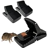 XXL Rattenfalle 21cm – 2er Pack Große Schlagfalle, Wiederverwendbar, Heavy Duty, Effektive Falle für Ratten, Schwarz