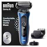 Braun Series 6 Elektrorasierer mit EasyClick Barttrimmer Aufsatz, SensoFlex Rasierer Herren Elektrisch, Ladestation, Wet & Dry, Geschenk Mann, Made in Germany, 61-B4500cs, blau