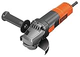 Black+Decker Winkelschleifer BEG210 (900 Watt, 115 mm Scheiben-ø, mit 3-Positionen-Zusatzhandgriff, für alle Standard-Trenn, Schleif- & Schrupparbeiten, inkl. Zubehör)