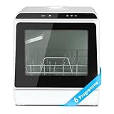 eklipt Mini Geschirrspüler,Tischgeschirrspüler Freistehender Tragbarer Geschirrspüler mit 5+1 Programme, Spülmaschine Integriertem 5 Liter Wassertank, mit/ohne Wasseranschluss (Weiß mit Fenster)