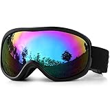 SPOSUNE Skibrille Damen Herren Snowboardbrille OTG Kids Skibrille Brille Wear Anti-Fog 100% UV400 Schutz für Skifahren Rollschuhlaufen Windschutz Schlagfest Helm kompatibel