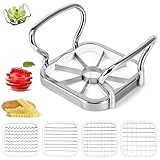 Pommesschneider 5 in 1 Edelstahl Apfelschneider, Multifunktionaler Apfelteiler Obstschneider Pommes Frites Schneider Werkzeug,Apfelspalter,für Heimwerker, Obst, Gemüse, Kartoffel, Küchenhelfer