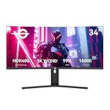 TITAN ARMY 34 Zoll Curved Gaming Monitor, Ultra WQHD Display 21:9, 165Hz VA 1ms 1500R, FreeSync & G-Sync PC Bildschirm, HDR400, Höhenverstellbar Ständer, 100*100 VESA, HDMI2.1 DisplayPort 1.4 C34A1R