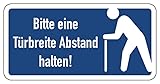 Aufkleber Hinweis „Gehhilfe – Bitte eine Türbreite Abstand halten“ Schild Folie selbstklebend | Größe wählbar Made in Germany, Größen Name: 5x10 cm