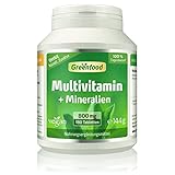 Multivitamin + Mineralien, 800 mg, hochdosiert, 180 Tabletten – alle wichtigen Vitamine (Tagesbedarf), Mineralien und Spurenelemente. Mit hoher Bioverfügbarkeit. OHNE künstliche Zusätze. Vegan.