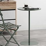 VOHJIXJYW Grüner runder Bartisch, Theken-Bistrotisch, Tischplatte aus Metall, Kleiner platzsparender Stehtisch, runder Cocktailtisch für Homeoffice (Größe: 70 x 70 x 105 cm)