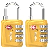 Diyife TSA Gepäckschlösser, [Aktualisierte] 2 Stück 4-Stellig Zahlenschloss Vorhängeschloss, Kombinationsschlösser, Schlösser Rreisekoffer für Koffer, Gepäck, Tasche Waffenkoffer, Spind - Gelb