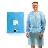 ADEBO Medical® | 10 St. | Blau | Einweg PP+PE Schutzkittel | Optimaler Schutz Einmal Kittel mit Strickbündchen & Klettverschluss – Premium OP Kittel