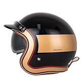 Retro Motorrad Halbhelme Motorradhelm Für Herren Damen DOT/ECE-Zertifizierung 3/4 Jethelm Schutzhelm mit Built-in Visier Halbschalenhelm Braincap Offenem Helm Roller-Helm(6,L=59~60CM)