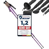 Melko Premium Nordic Walking Stöcke aus Duraluminium, 2er Set, frei verstellbar durch Teleskop-System 65 – 135 cm Gesamtlänge, Violett
