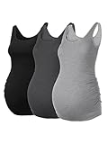 Love2Mi 3 Pack Damen Umstandstop Umstandsmode Tanktops Ärmelloses Umstands T-Shirt Schwangerschaftskleidung