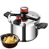 Sicherer Schnellkochtopf 4L/6L/8L aus Edelstahl 304 - 3 Einstellstufen - explosionsgeschützt - Gas- und Induktionsgeeignet - Familienkapazität - für alle Herdarten (4L)