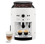 KRUPS Arabica Picto Kaffeevollautomat, kompaktes Design, einfache Bedienung, intuitiv einstellbarer Drehregler, Milchschaumdüse, 2-Tassen-Funktion, Kaffeemaschine, Weiß, EA810570
