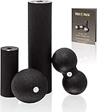 High Pulse Faszien Set inkl. 2X Mini Faszienrolle, 1x Faszienball, 1x Duoball und Übungsposter - Kombi-Set für eine gezielte, tiefenwirksame Massage von die Regeneration der Muskeln - L
