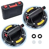 2er-Set Fliesensauger, Glasheber, Vakuumheber für die Handhabung von Glas, Marmor, Glasur, Saugheber für Fenster & Pflastersteine Saugnäpfe mit Tragetasche, Max 480lb (200kg) Tragfähigkeit